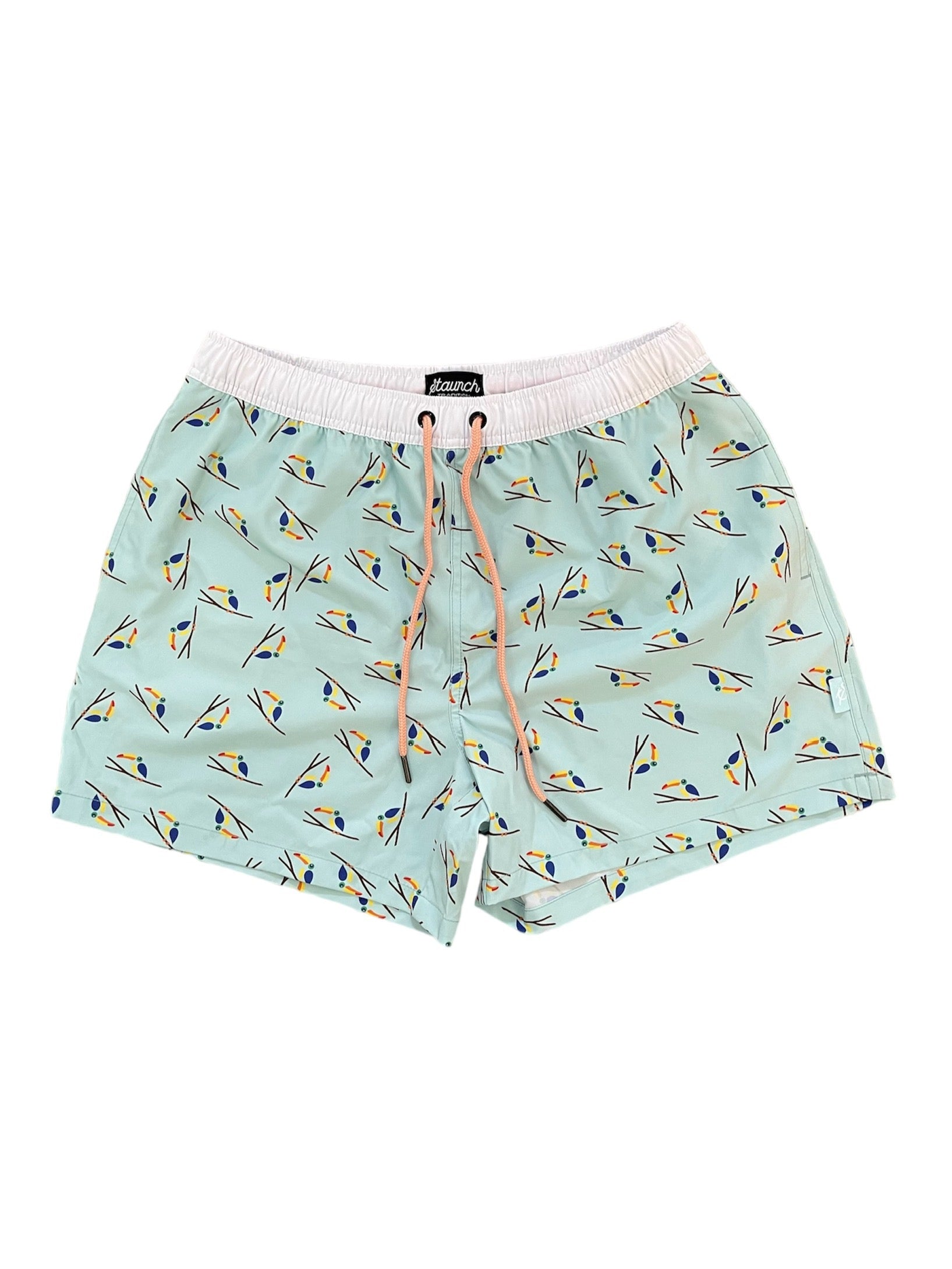 ADULT SWIM SHORTS SEAFOAM WITH TOUCANS – Staunch Traditional
